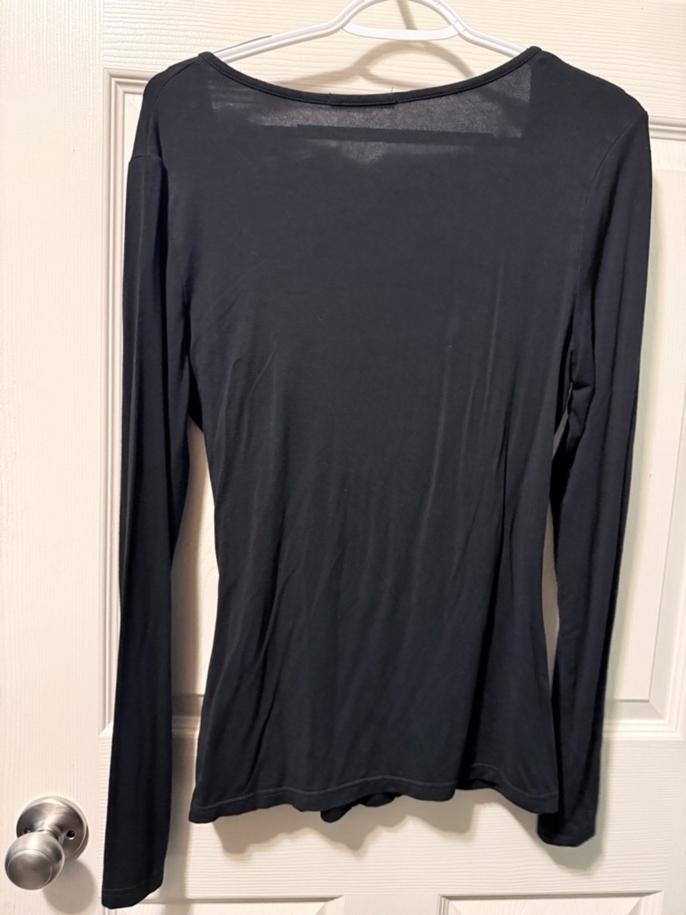 Black Long-Sleeve Women's wrap Top